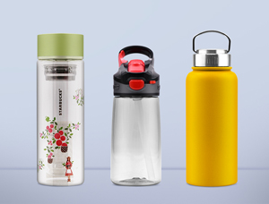 What are the characteristics of several commonly used materials for water bottles