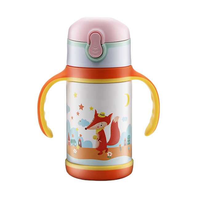 RTS Stainless steel vacuum insulated small kids baby straw bottle thermos flask for baby